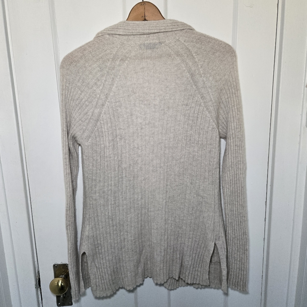 Alashan Womens Cashmere Open Front Cardigan Size L Cream Quiet Luxury Minimalist - Picture 8 of 14